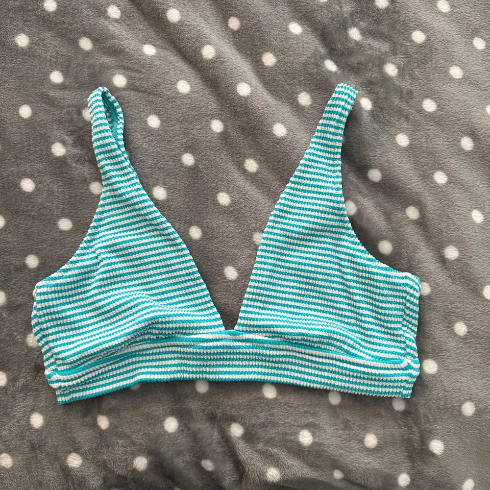 Aerie Striped Aqua & White Bikini Top
